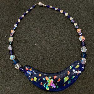 Sparkling Dichroic Glass Airplane Necklace